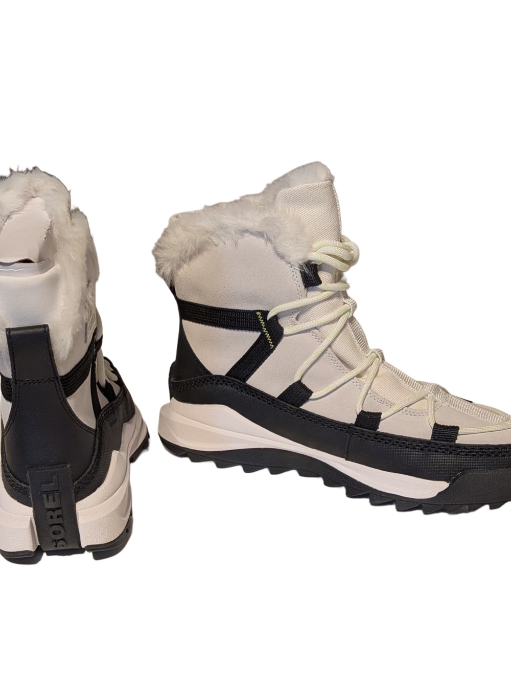 Sorel Ona RMX Glacy WP 1988611-3Sorel Women's White and Black Fur-Trim Snow Boot - Picture 7 of 9